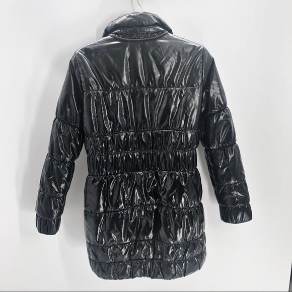 Erin Snow Quilted Puffer Black Glossy Coat S - Picture 2 of 6